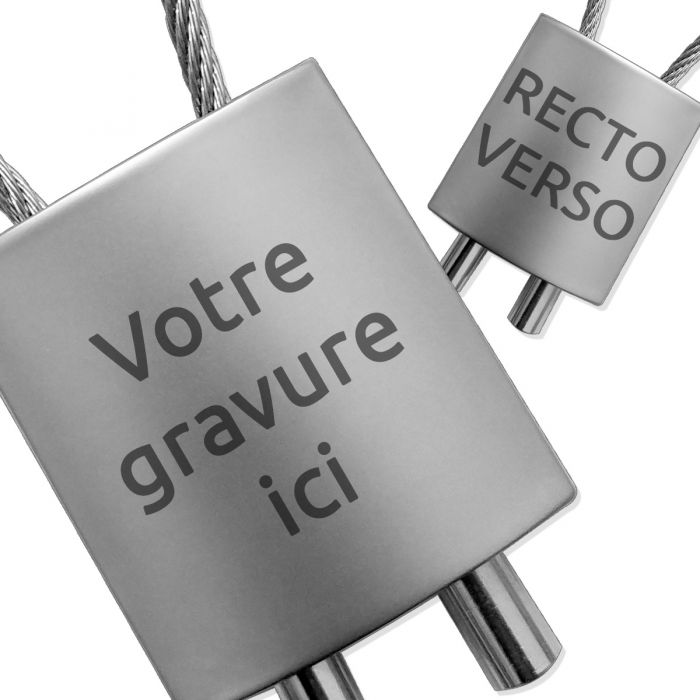 Porte-clés publicitaire gravé Métal façon cadenas cable 