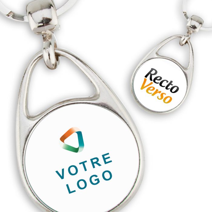 Porte Clef publicitaire Métal Goutte Ouverte double face