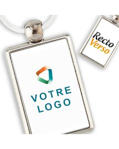 Porte Clef publicitaire Métal Rectangle 40*25 Recto Verso