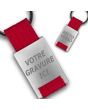 Porte clés métal tissu gravé double face rouge - hover on