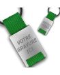 Porte clés publicitaire métal tissu gravé double face vert - hover off