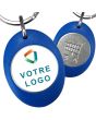 Porte-clés publicitaire ovale plastique avec jeton bleu - on