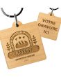 Porte clés publicitaire bois gravé carré 40x40 mm - on
