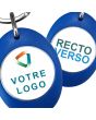 Porte-clés publicitaire ovale plastique recto-verso - bleu on