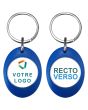 Porte-clés publicitaire ovale plastique recto-verso - bleu    