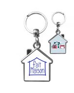 Porte clés publicitaire métal maison personnalisé double face