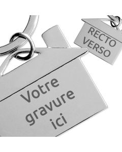 Porte-clés publicitaire gravé maison métal brillant