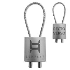 Porte-clés publicitaire gravé Métal façon cadenas cable