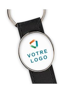 porte clés publicitaire personnalisé cuir rond métal oval