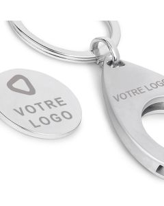 Porte-clef publicitaire métal avec jeton 24mm