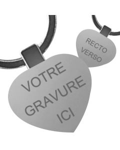 Porte clés gravé métal coeur