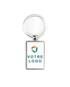 Porte-clés promotionnel photo métal rectangulaire recto-verso