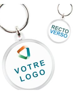 Porte-clés promotionnel photo rond acrylique recto-verso