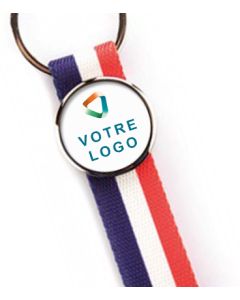 Porte-clés promotionnel photo tricolore textile