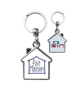 Porte clés publicitaire métal maison personnalisé double face