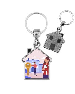 Porte clés publicitaire métal maison personnalisé