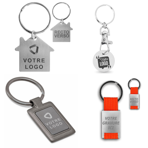 Porte-clés barre acier gravure personnalisée sur 4 faces